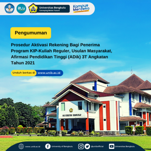 Pengumuman Prosedur Aktivasi Rekening Bagi Penerima Program KIP-Kuliah